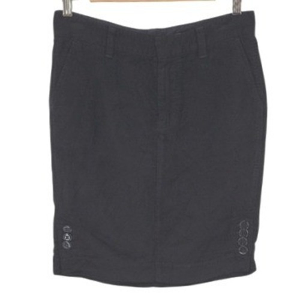 Ra-Re Faux Suede Mini Skirt Womens Size 42 US6 Black Button Detail Office Siren